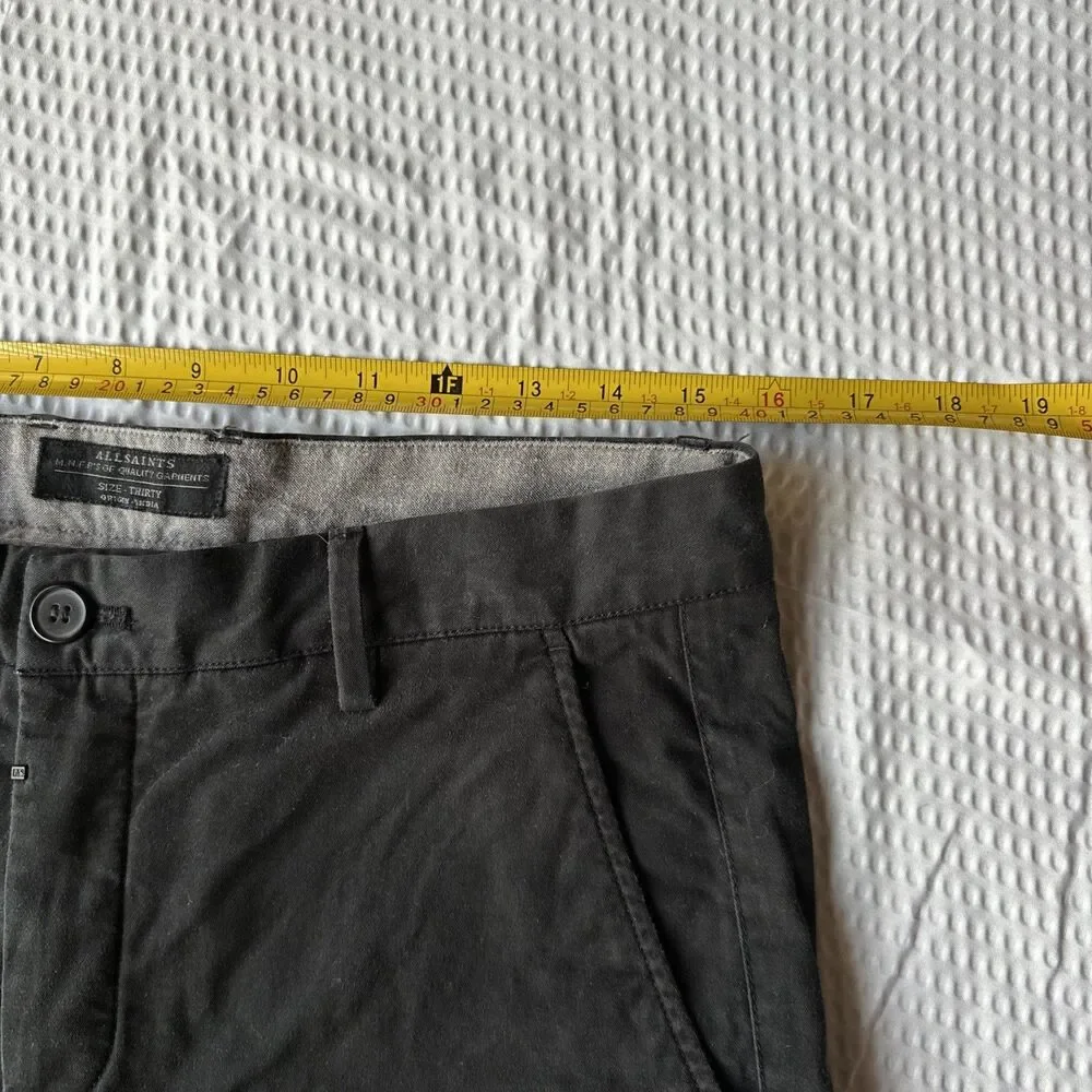 Mens All Saints Pipe Chino Trousers Size 30 Black